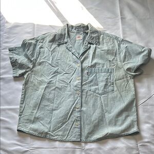 Levi's Blue Button Down Shirt Short Sleeves Casual